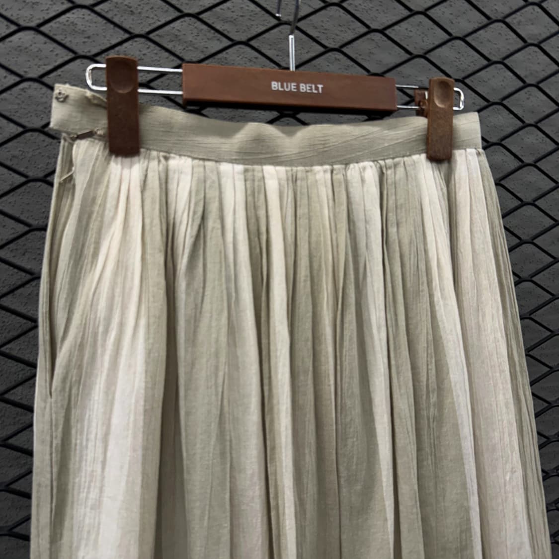 JPN VINTAGE 미디 플레어 스커트 린넨 투톤라인 디테일 아이보리 상품이미지4