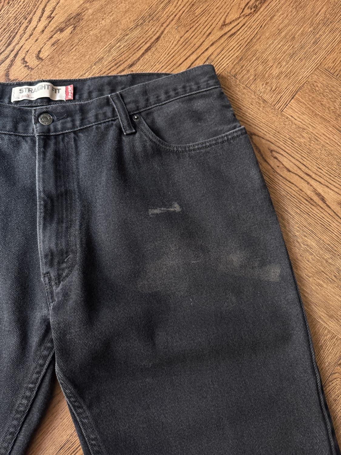 [40]리바이스 505 블랭크탭 빈티지 워싱 흑청 데님 팬츠 상품이미지3