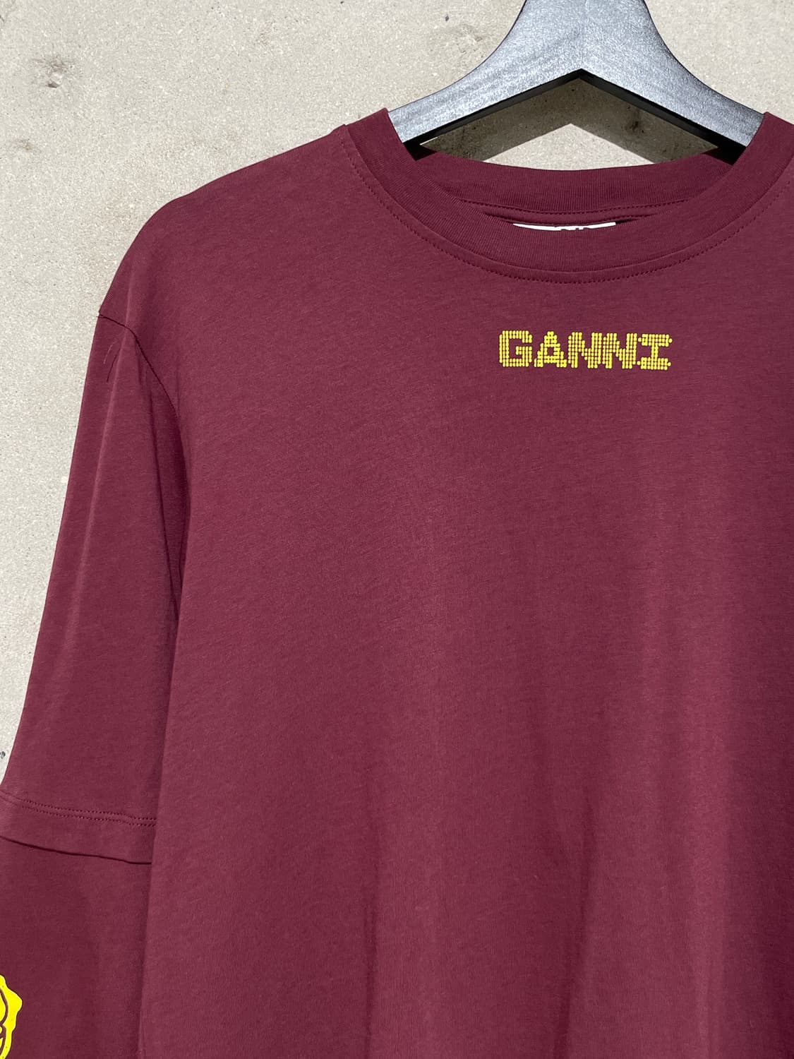 가니 2022 버건디 백 프린팅 레이어드 롱 슬리브 상품이미지3