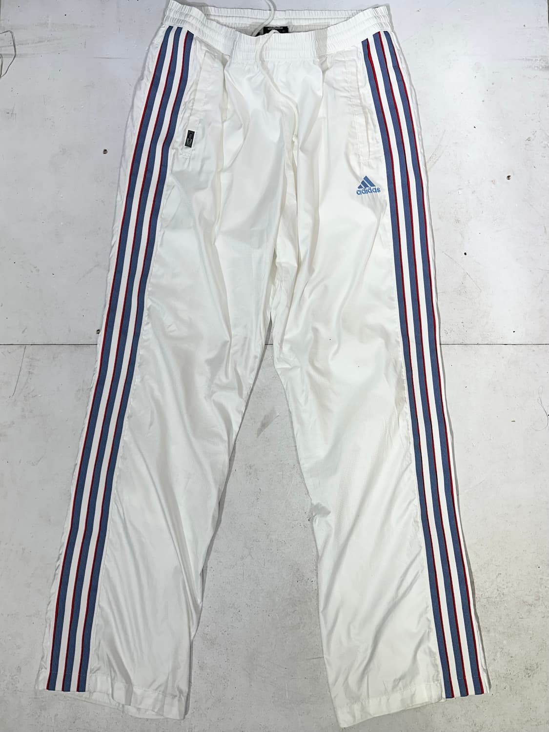 아디다스 와이드 화이트 블루 삼선 트랙 팬츠 추리닝 바지 L 상품이미지4