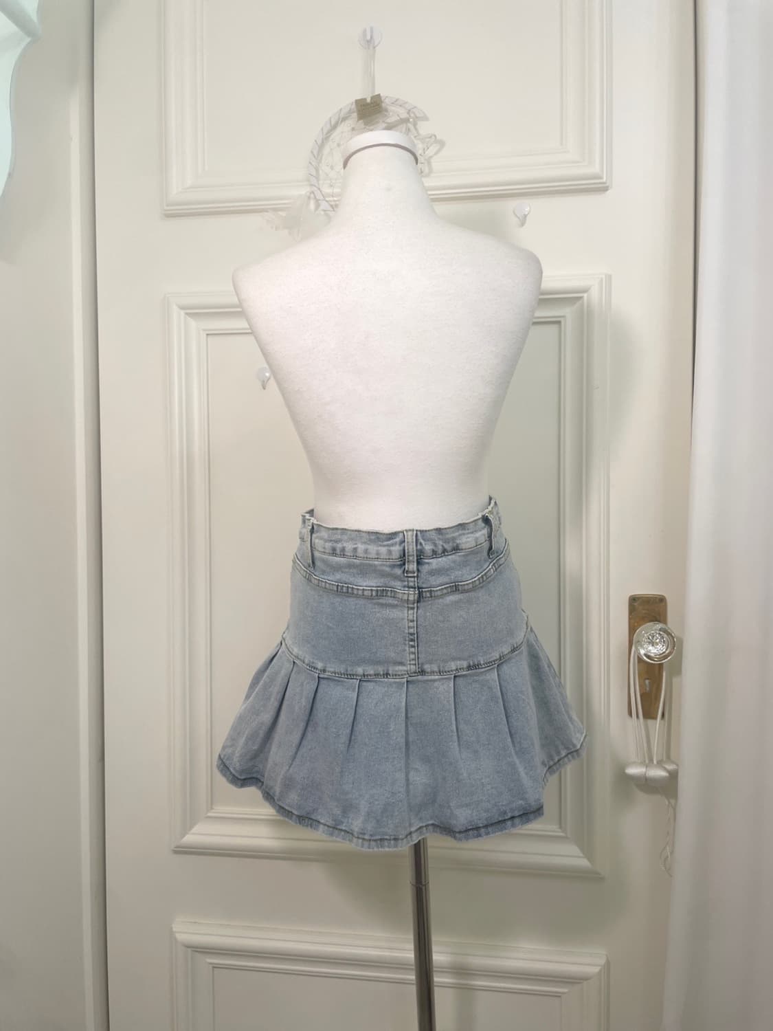 light denim pleats span mini skirt 상품이미지3