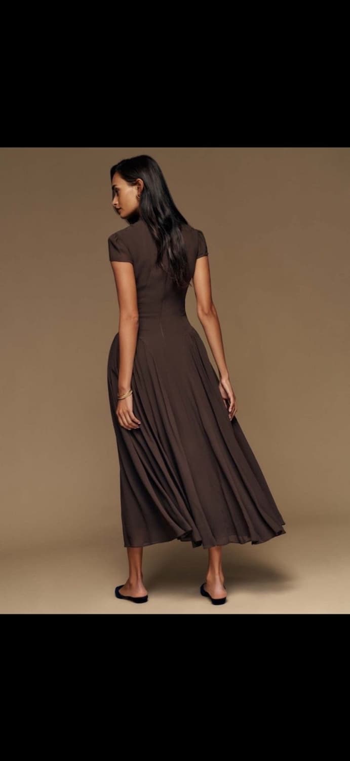 S사이즈) 리포메이션 maven 드레스 브라운 캡소매 플레어 롱 원피스 상품이미지2