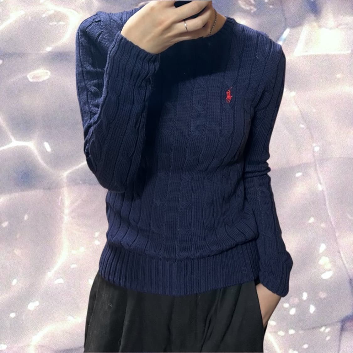 폴로 랄프로렌 신형 큐알 꽈배기 니트 네이비 S  상품이미지1