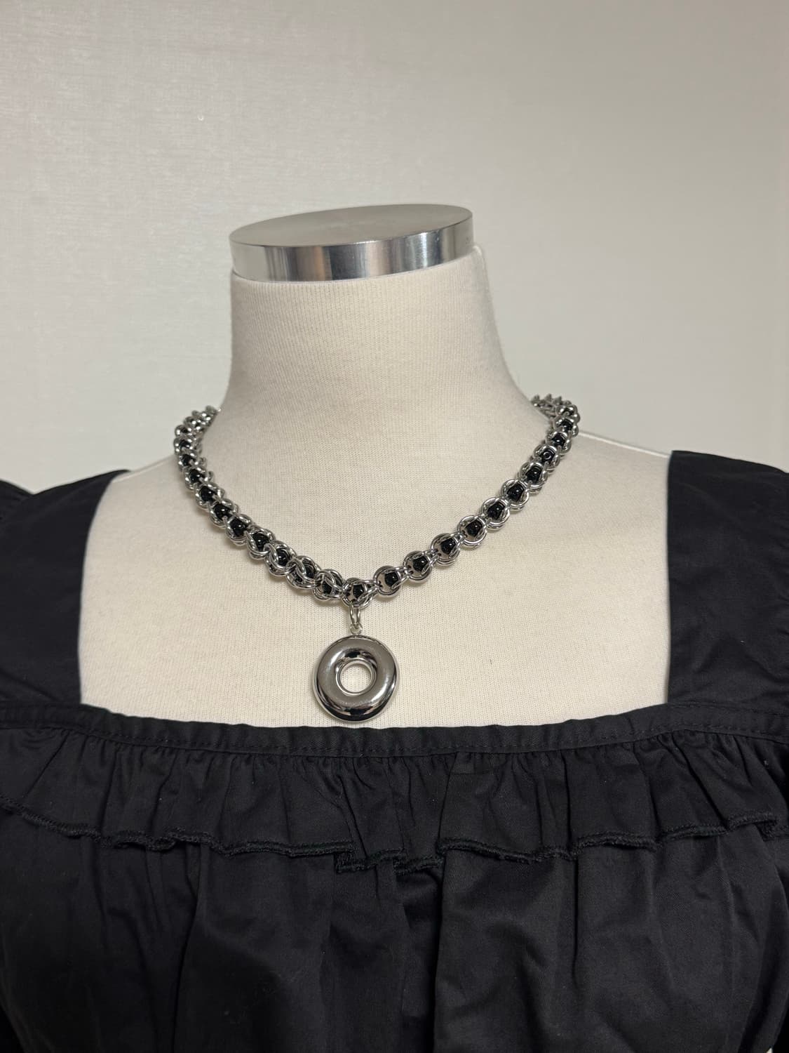 빅 오링 블랙오닉스볼 체인 목걸이 상품이미지8