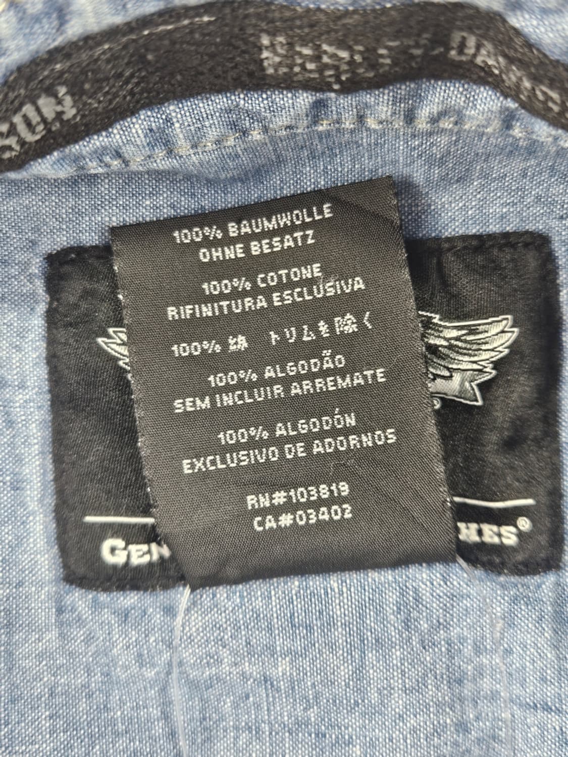 할리데이비슨 바 앤 실드 데님 하프 셔츠 ( XL ) / 11593 상품이미지8