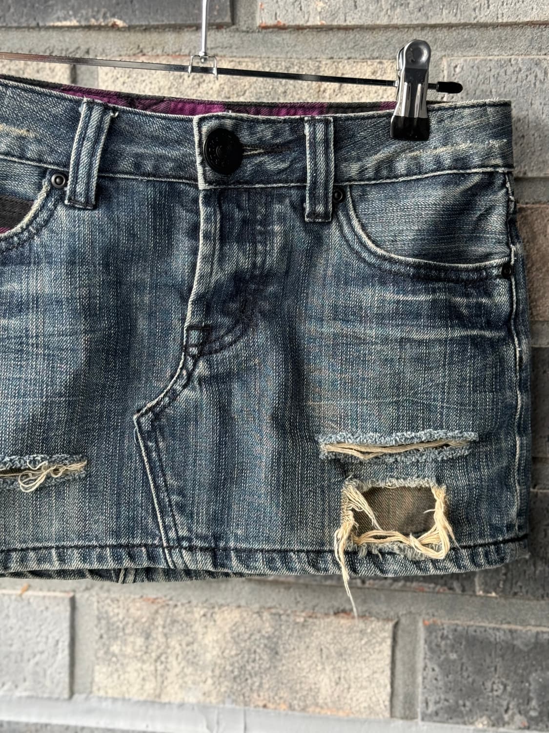 체크포켓 로우라이즈 데님스커트 상품이미지6