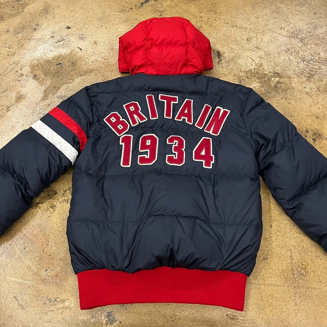 폴로 랄프로렌 영국 그레이트브리튼 네이비 레드 숏패딩 상품이미지4