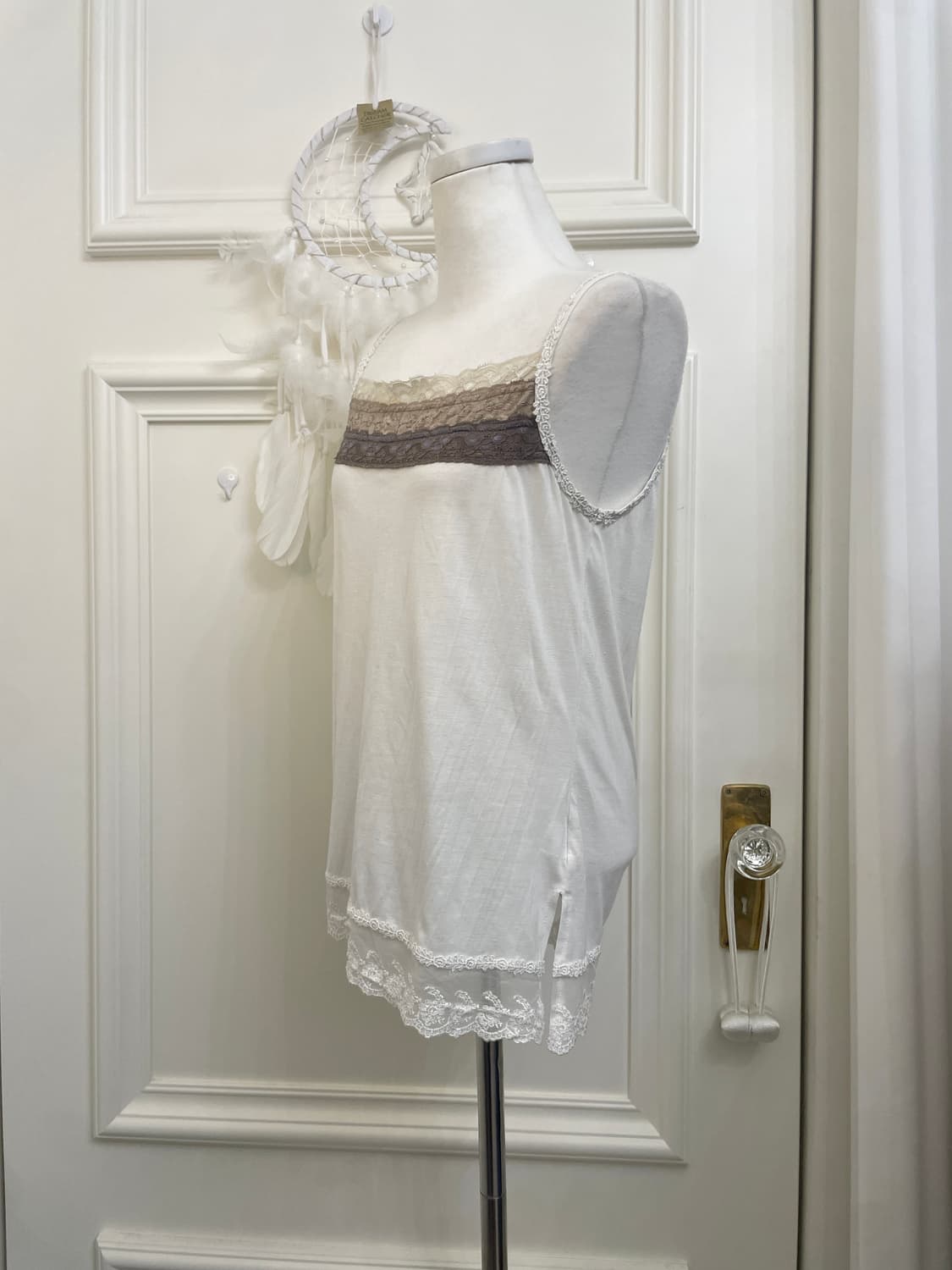 white brown lace layered sleeveless top 상품이미지2