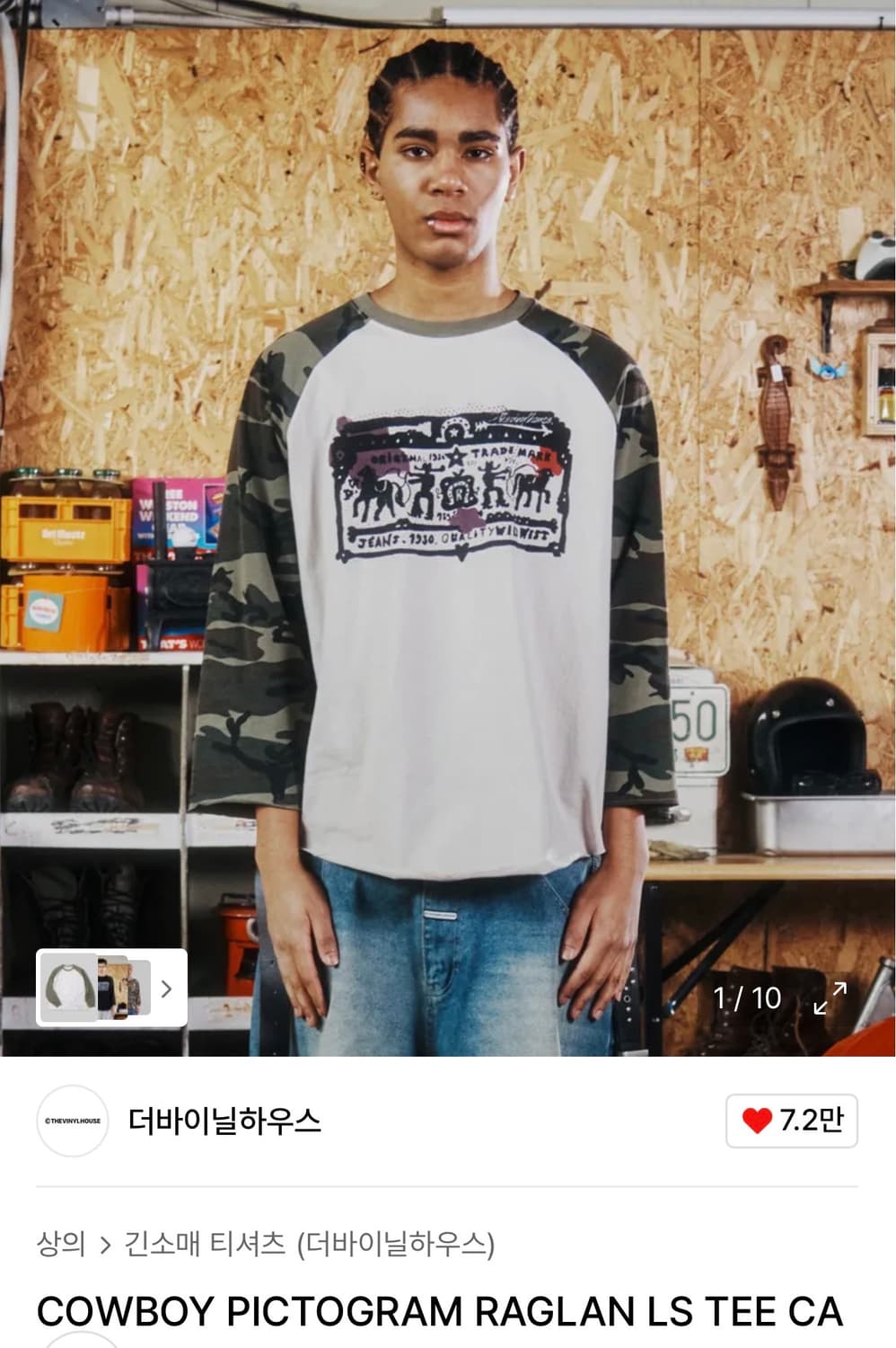 COWBOY PICTOGRAM RAGLAN LS TEE CAMO 상품이미지2