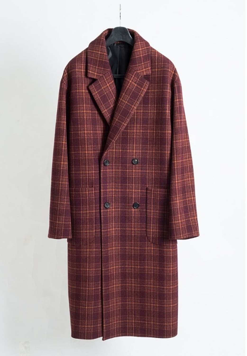 디앤써  오버사이즈 더블 브레스티드  체크 코트  상품이미지1