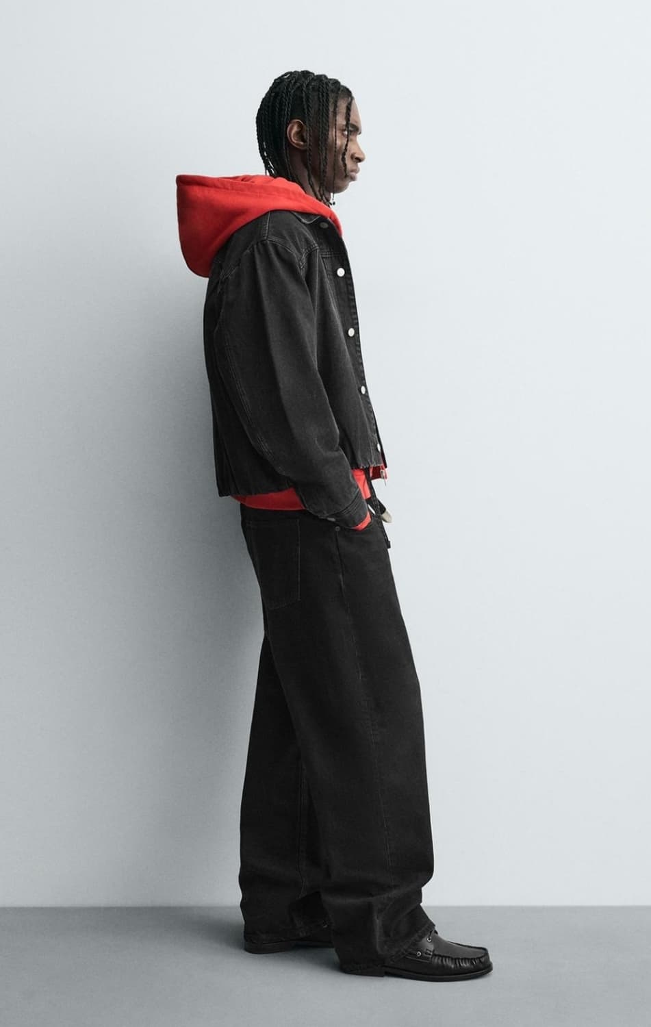 [XL]ZARA 자라 크롭핏 데님 자켓 블랙 상품이미지10