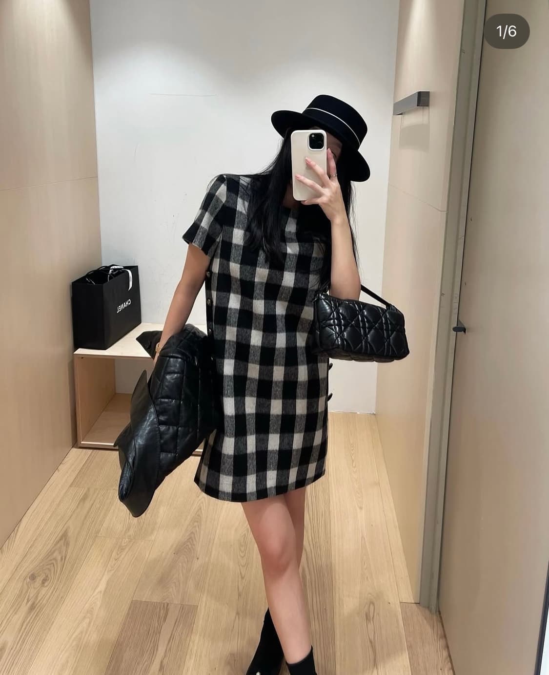  Wool Check Button Dress 상품이미지4