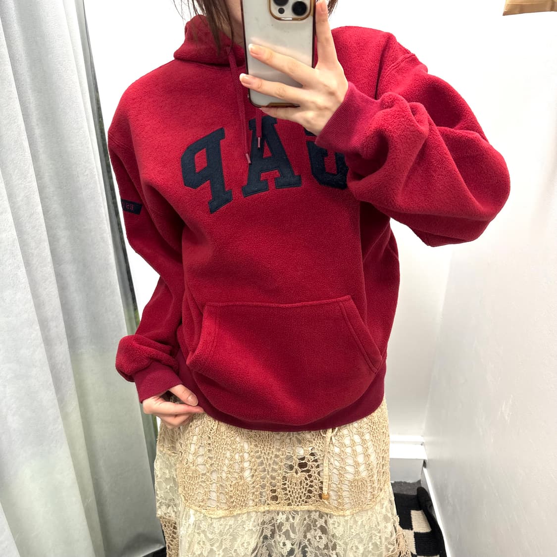 갭 레드 플리스 후드티 상품이미지1