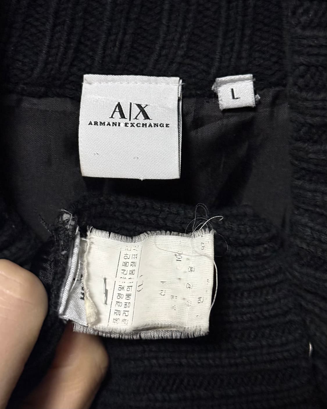 아르마니 익스체인지 니트 스웨터 믹스 집업 가디건 하이넥 명품 L 100 상품이미지7