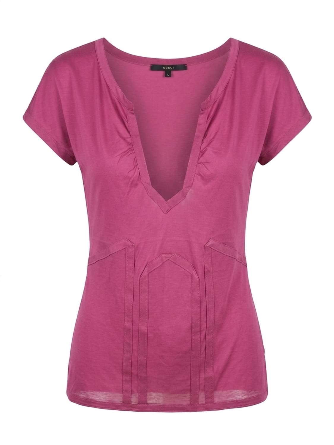 구찌 핑크 코튼 브이넥 반팔티 L 상품이미지1