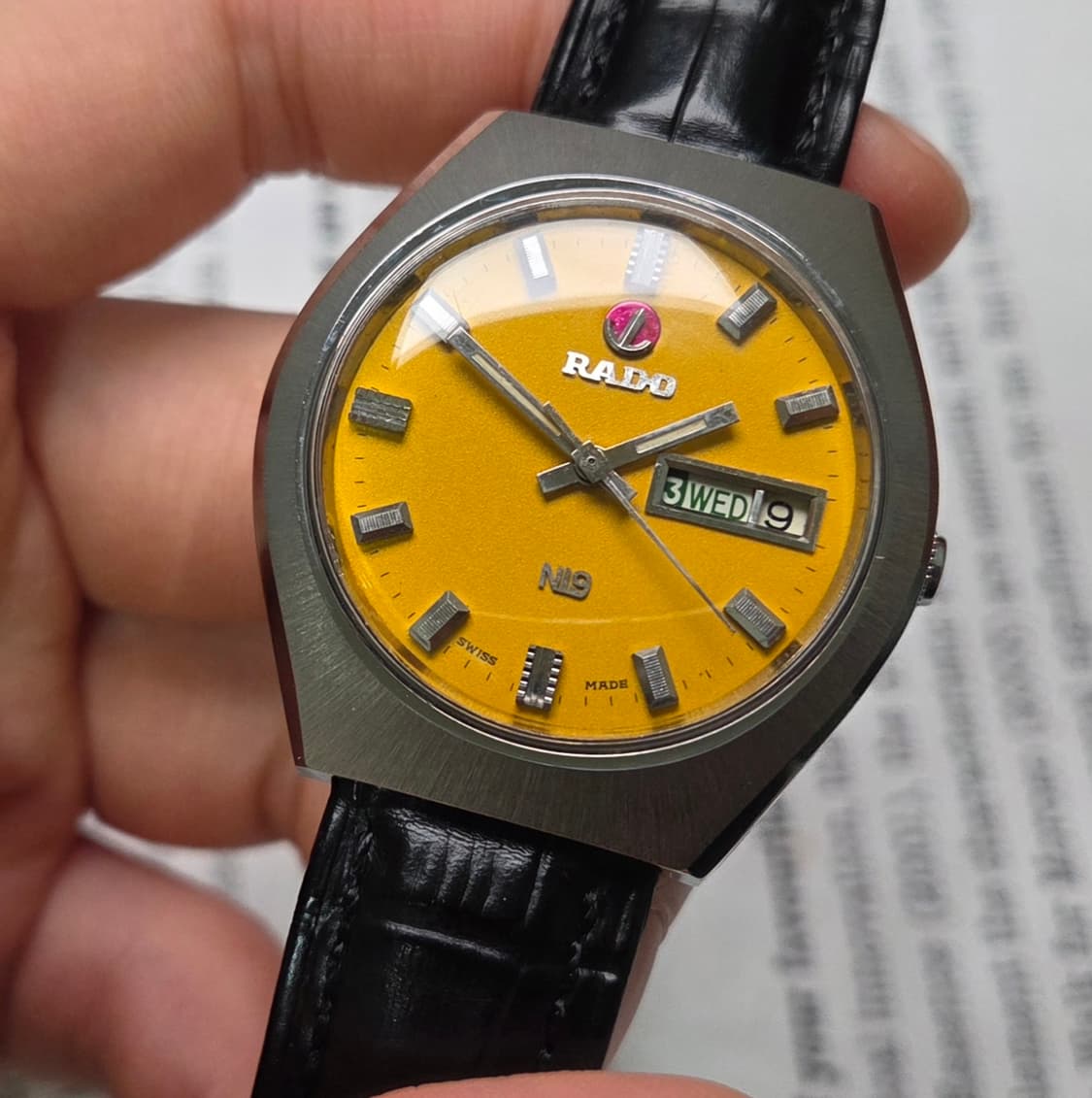 빈티지 라도 NI9 데이데이트 쿠션형 진노랭이 와이드보이 오토매틱  상품이미지3