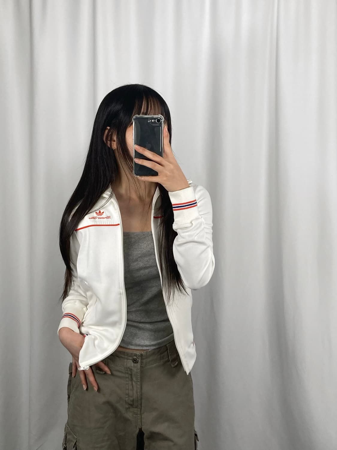 아디다스 백셔링 화이트 져지 집업 상품이미지3