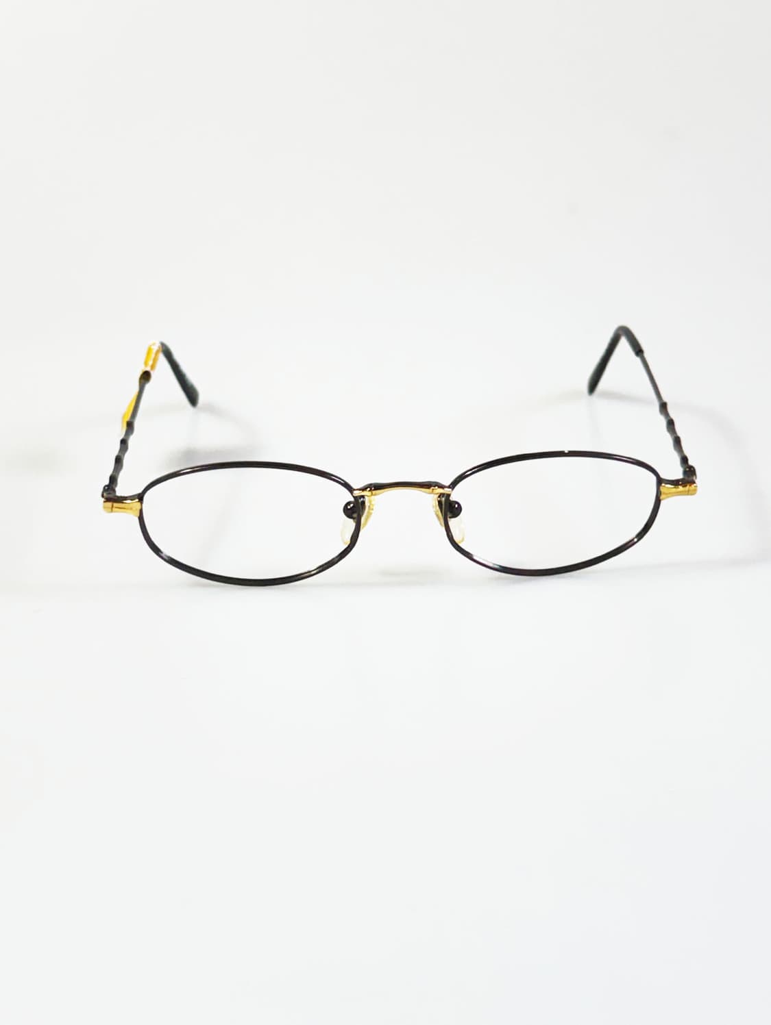 일본제 SNIPE 슬림 오벌 블랙 골드 메탈 빈티지 안경 상품이미지2