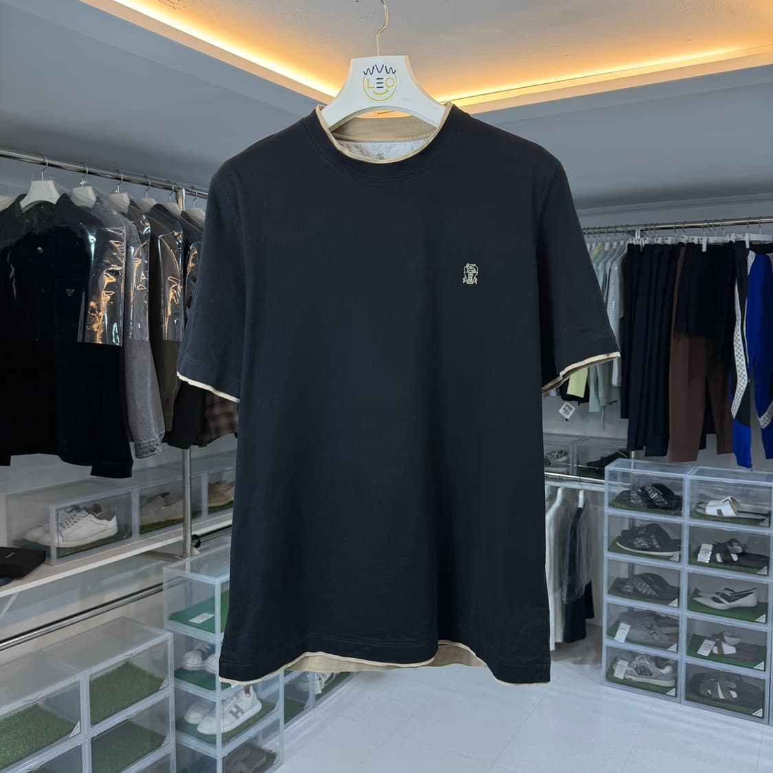 [리오브] 브루넬로 쿠치넬리 자수 로고 반팔 상품이미지1