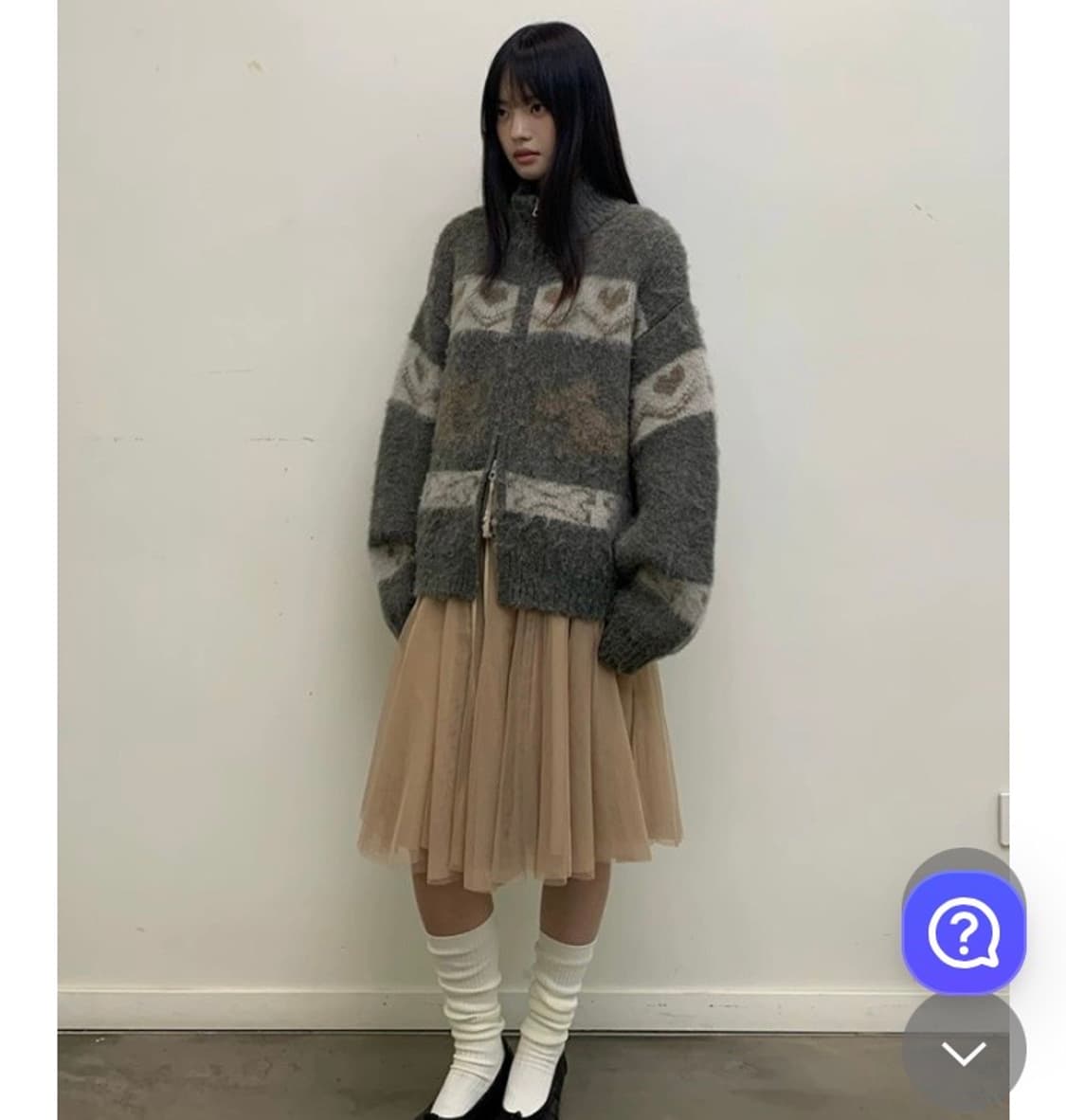 올드런드리 자카드 니트집업 상품이미지1