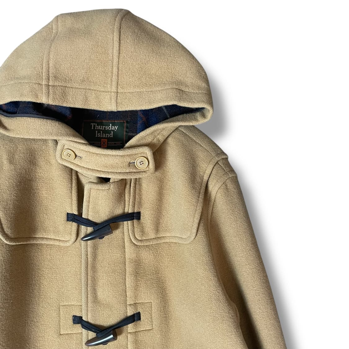 써스데이 아일랜드 베이지색 울혼방 더플코트 100 상품이미지3