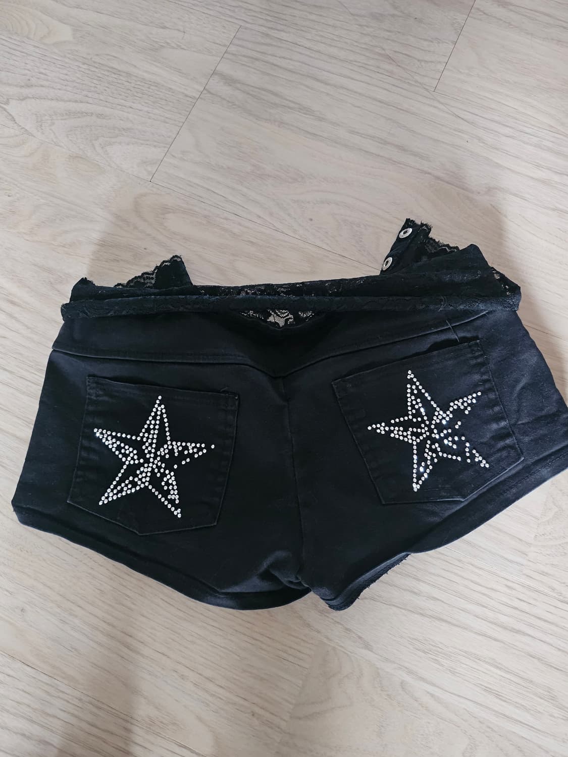 갸루 로우라이즈 레이스 쇼츠 핫팬츠 큐빅 상품이미지2