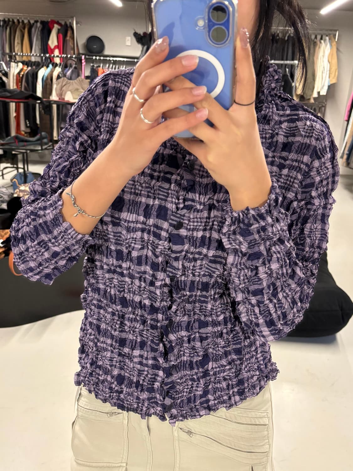 ISSEY MIYAKE me crinkle check shirt  상품이미지1
