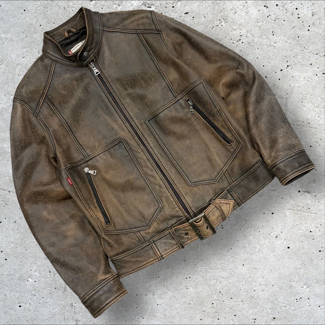 [M] 00s 리바이스 소가죽 빈티지 브라운 레더 자켓 C231 상품이미지1