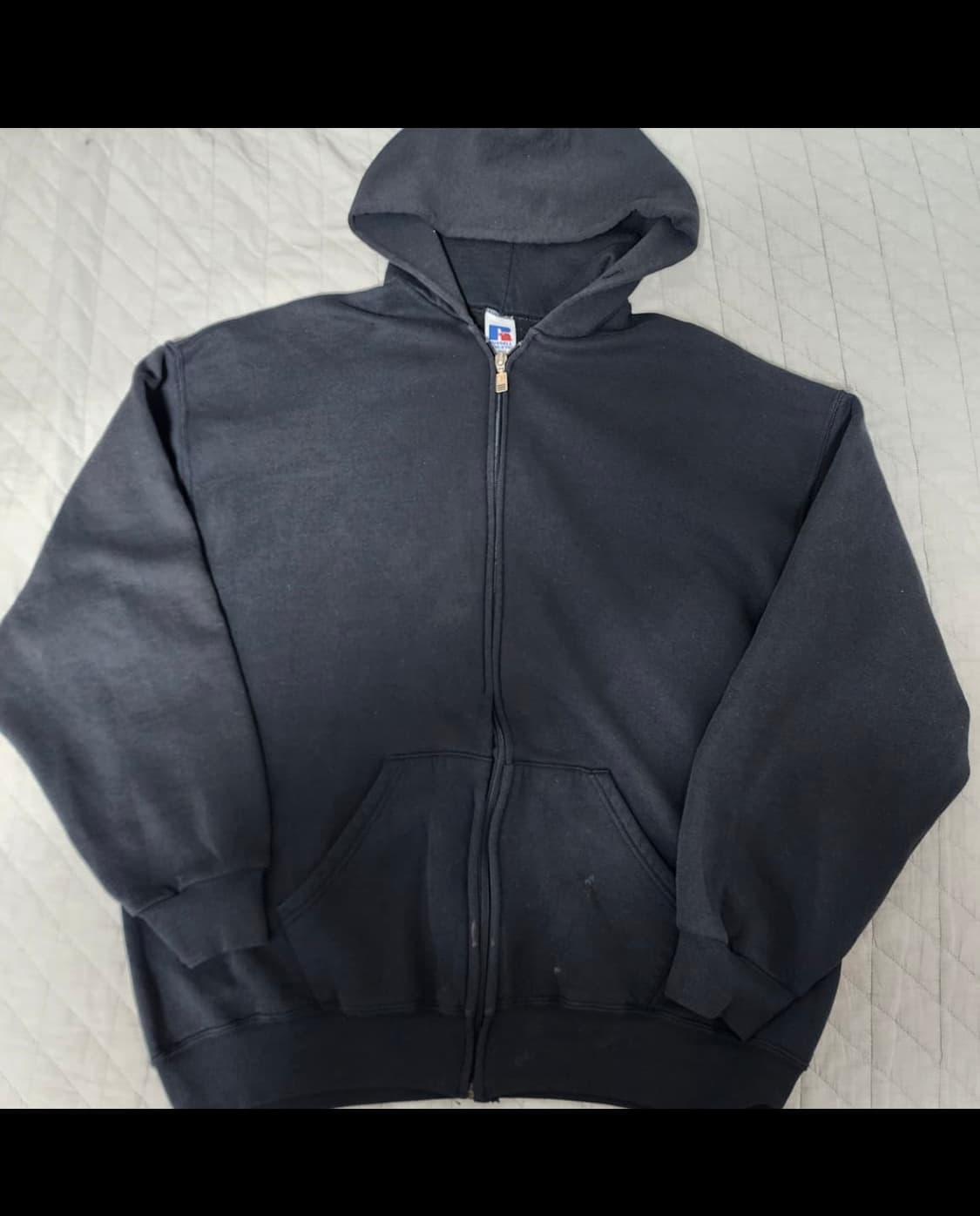 [XL] 90s 러셀 애슬레틱 빈티지 후드집업 블랙 ver. 블리칭 상품이미지1