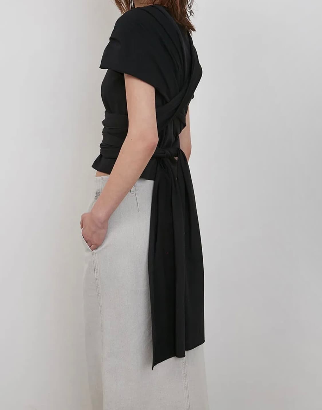 로우 타이드 디테일 티셔츠  상품이미지4