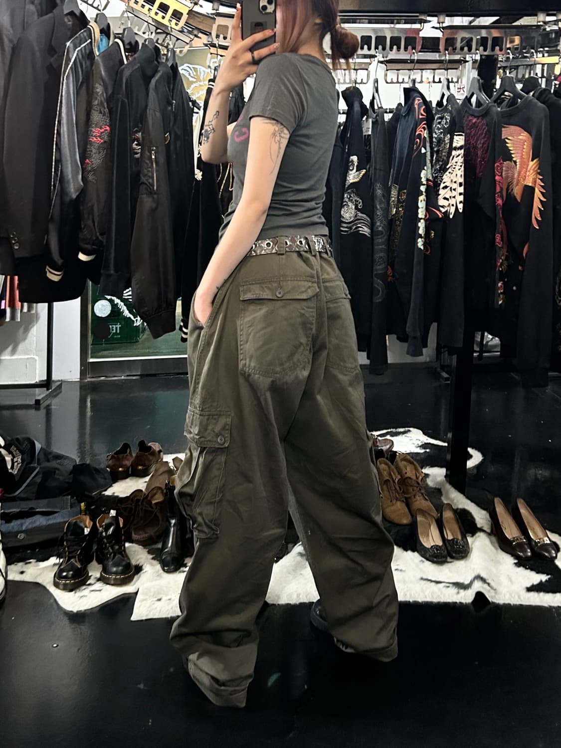 빈티지 카키브라운 카고 벌룬팬츠 상품이미지2