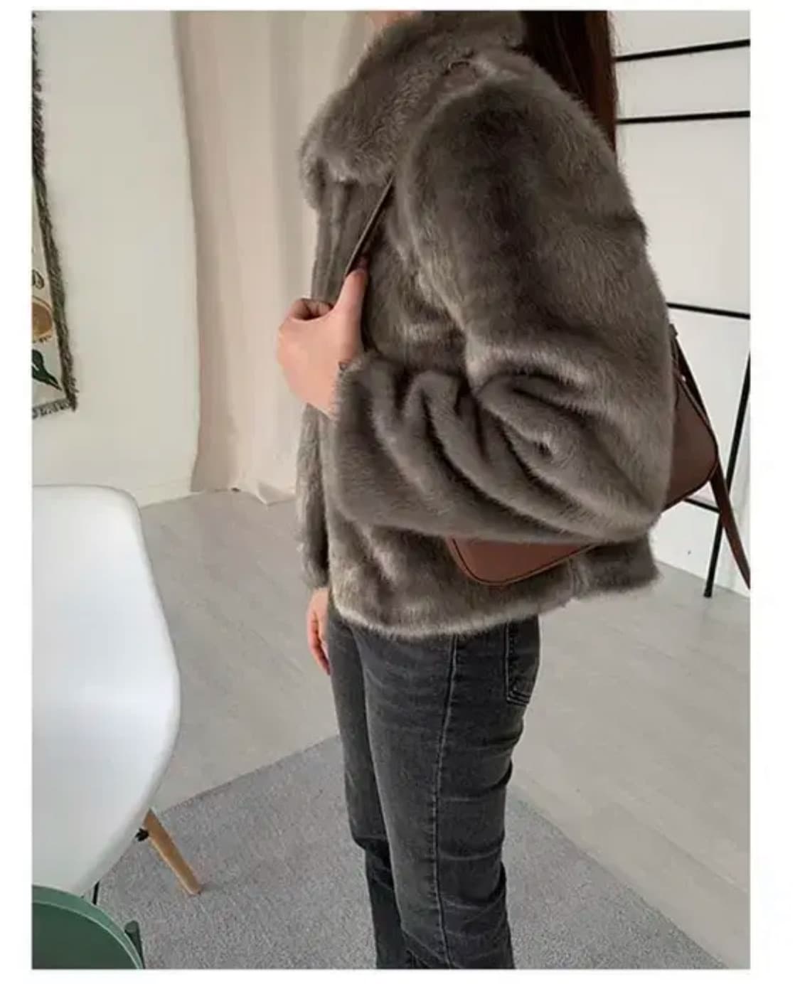 노네임 버킨 카라 그레이 퍼자켓 숏자켓 상품이미지3
