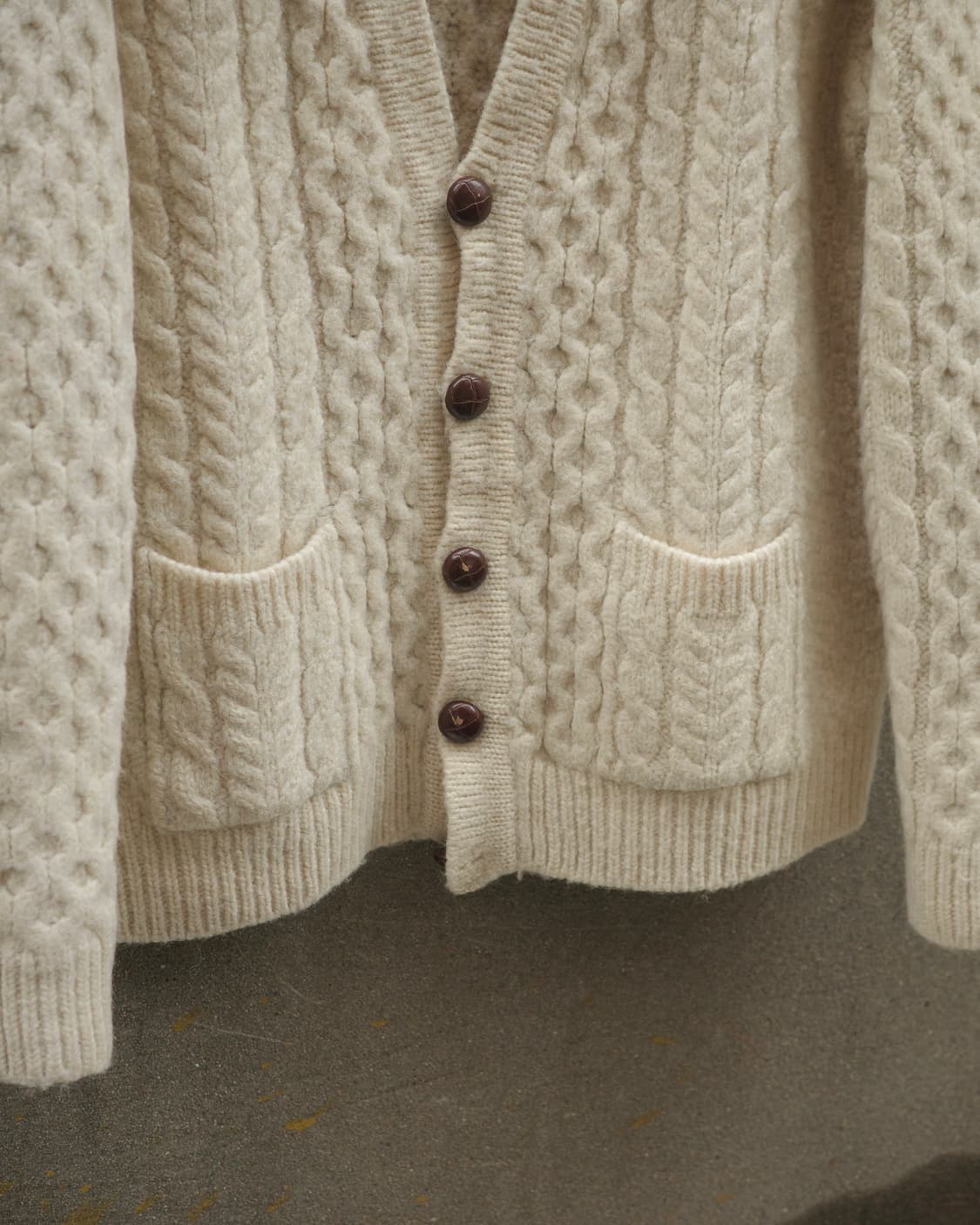 80‘s 아이리쉬 도네갈 피셔맨 아란 가디건 스웨터 상품이미지4