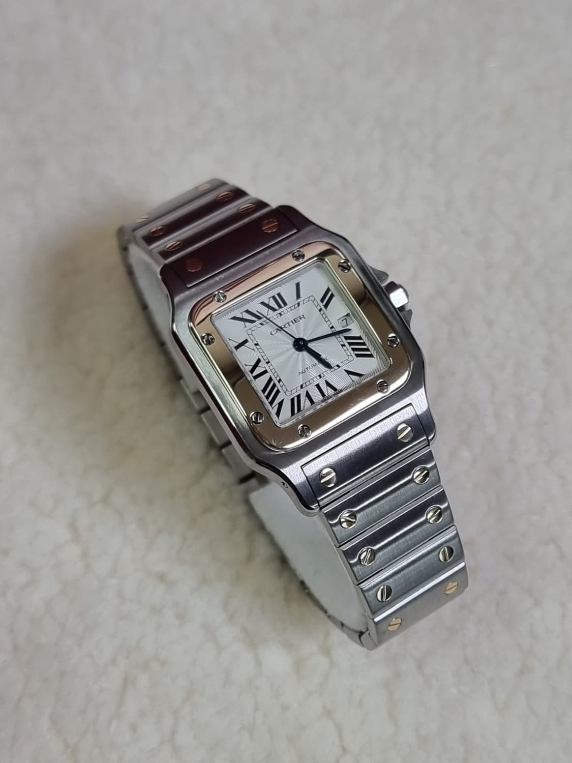 까르띠에 산토스 갈베 18K 콤비 L 기요셰판 오토메틱 시계 05~06년 상품이미지4