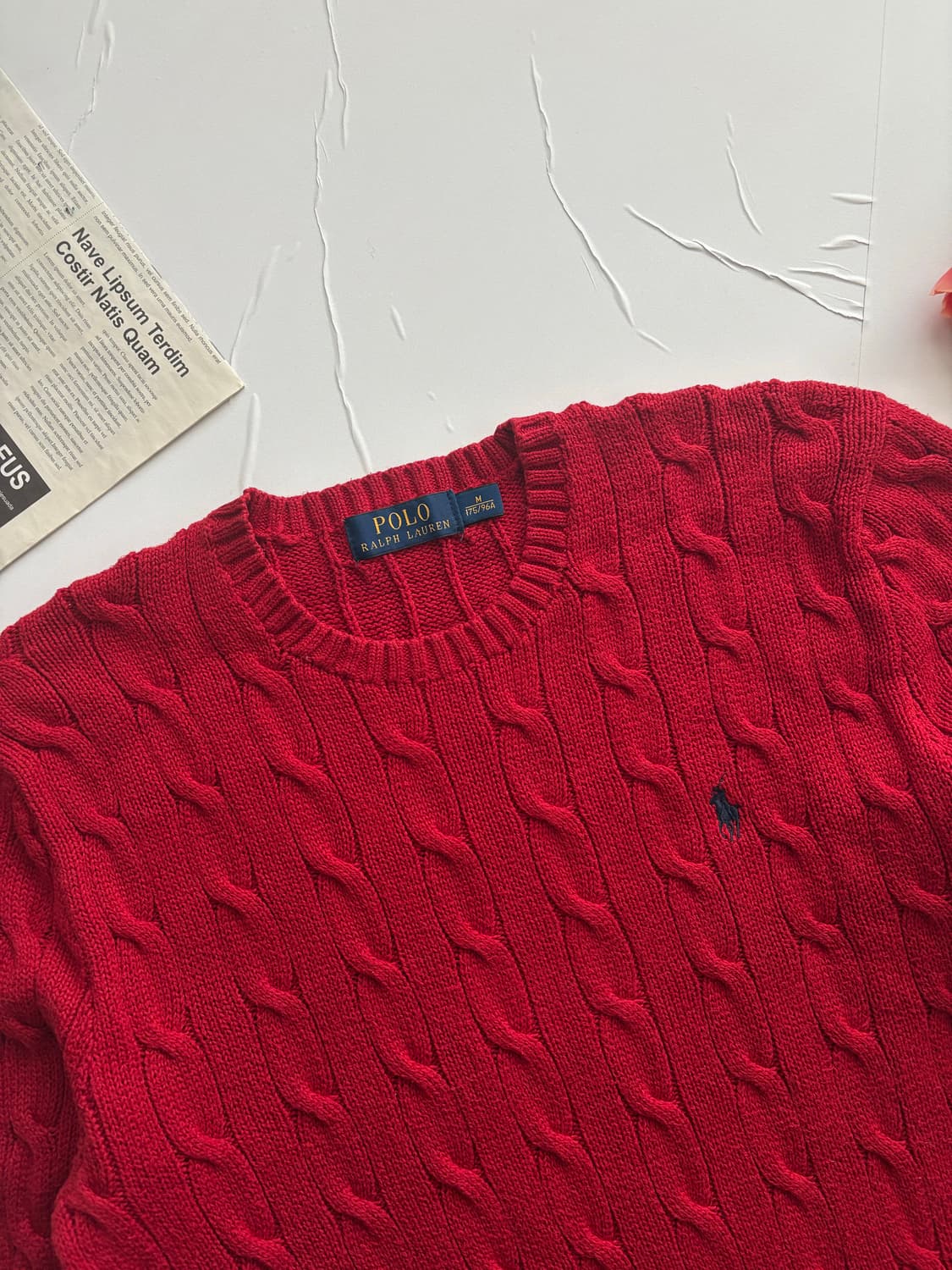 Polo 폴로랄프로렌 케이블 레드 니트 상품이미지4