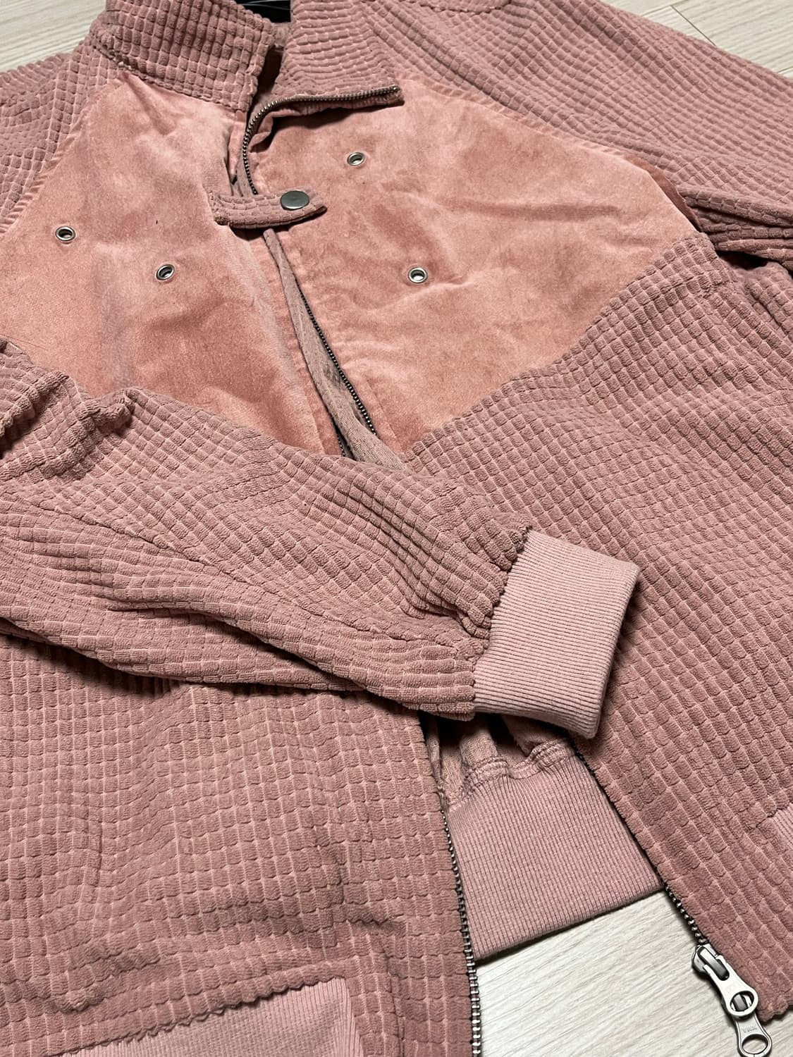 더콜디스트모먼트 waffle bomber jacket (pink) 상품이미지3