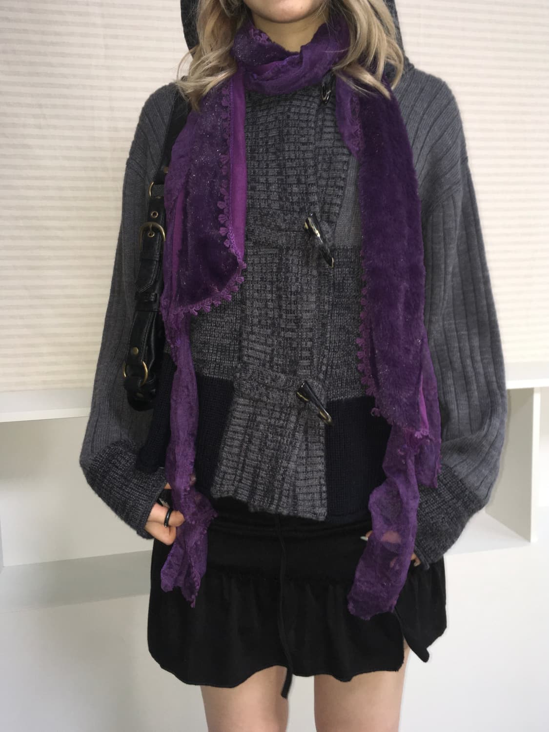 jpn vintage duffle knit hood cardigan 상품이미지4