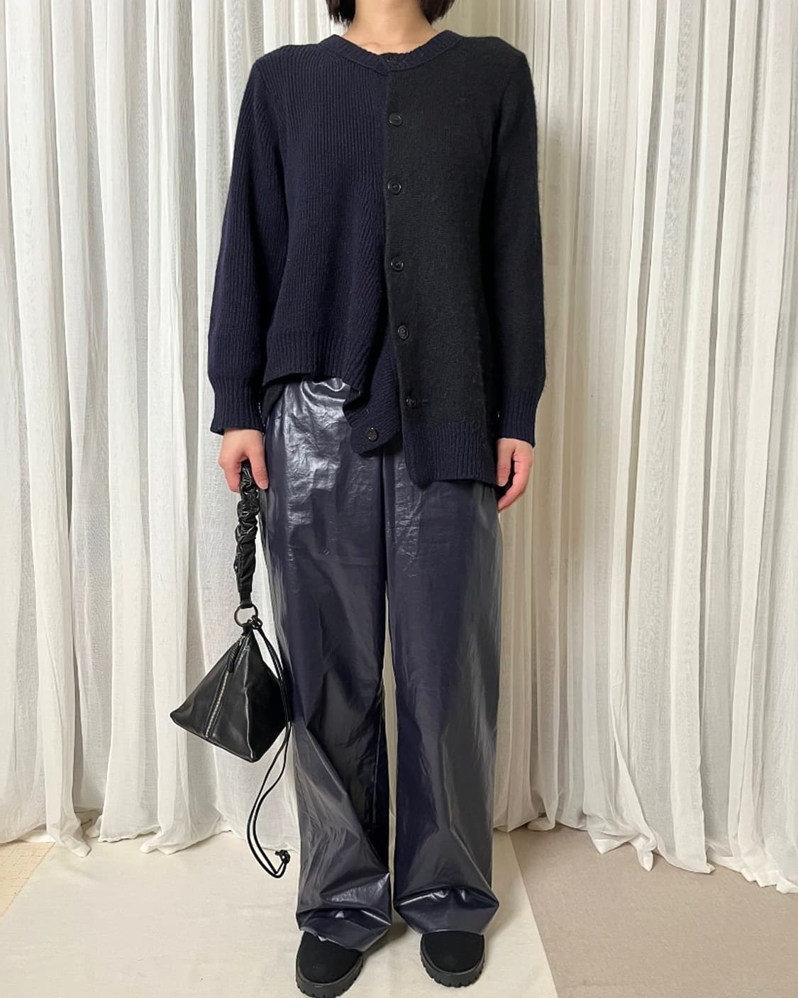 요지야마모토 하프앤하프 가디건 yohji yamamoto 비대칭 가디건 상품이미지1