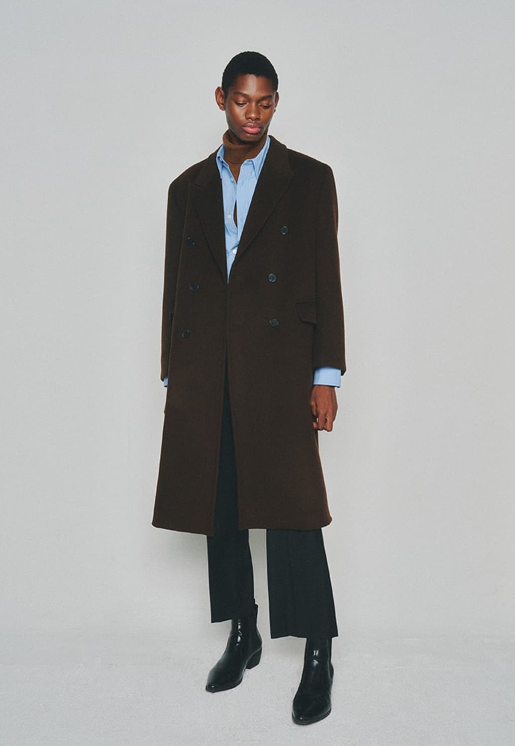 토니웩 더블 브레스티드 체스터필드 코트 다크브라운 L 상품이미지1