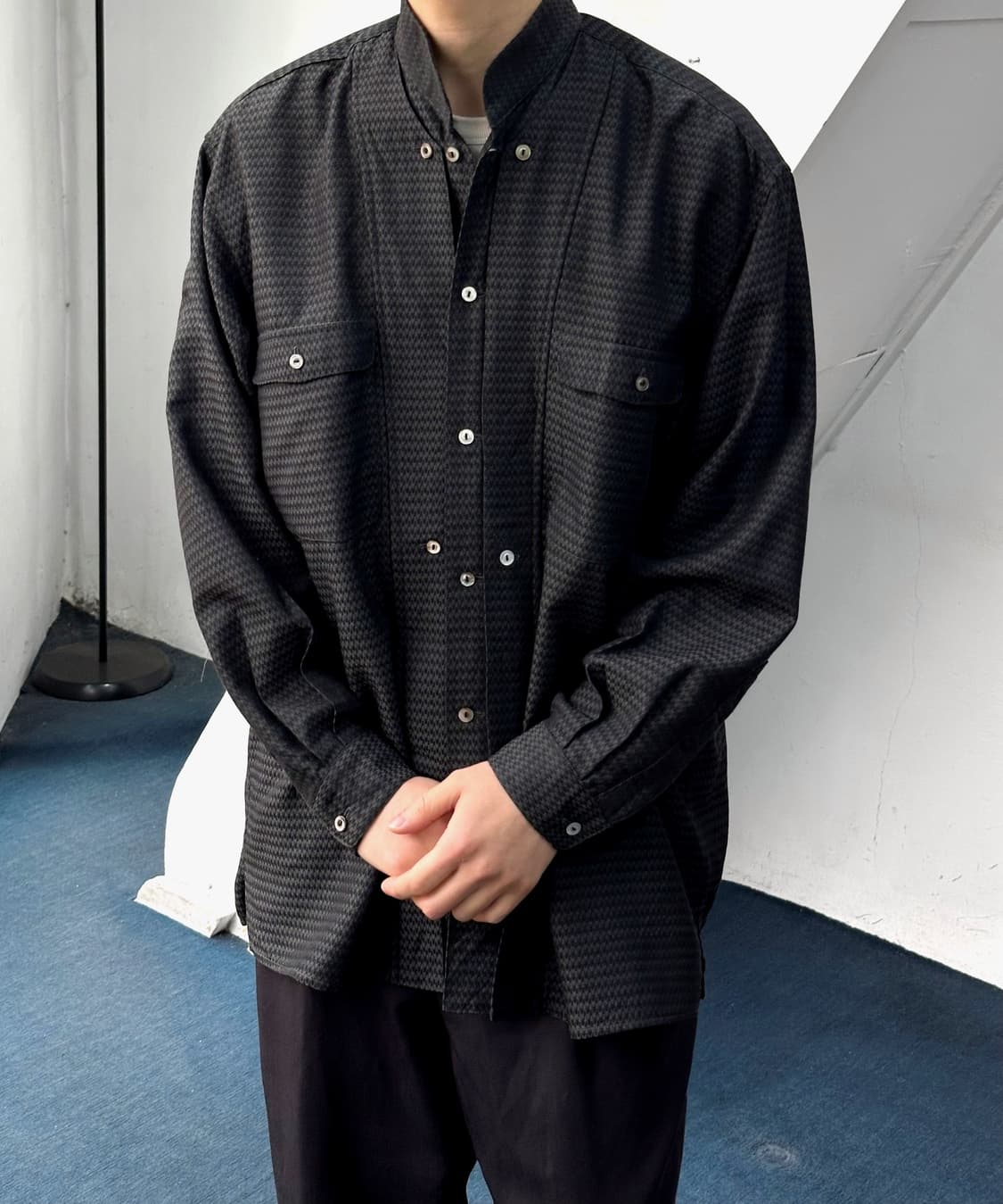 Stand collar panel design shirt 상품이미지8