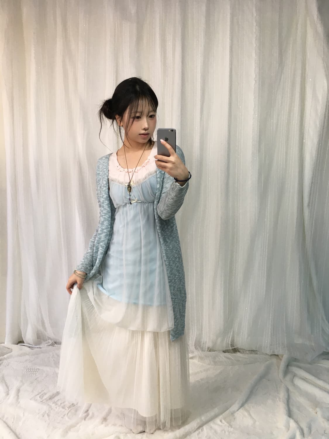 빈티지 소라 핑크 쉬폰 페어리 코디세트 상품이미지2