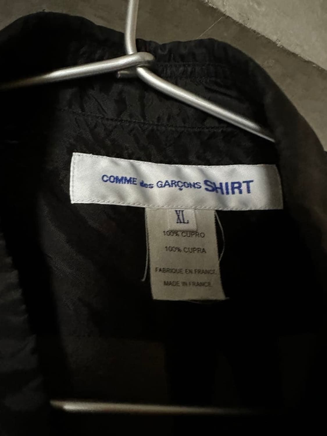꼼데가르송 comme des garcons 큐프라 셔츠 블랙 XL 상품이미지3