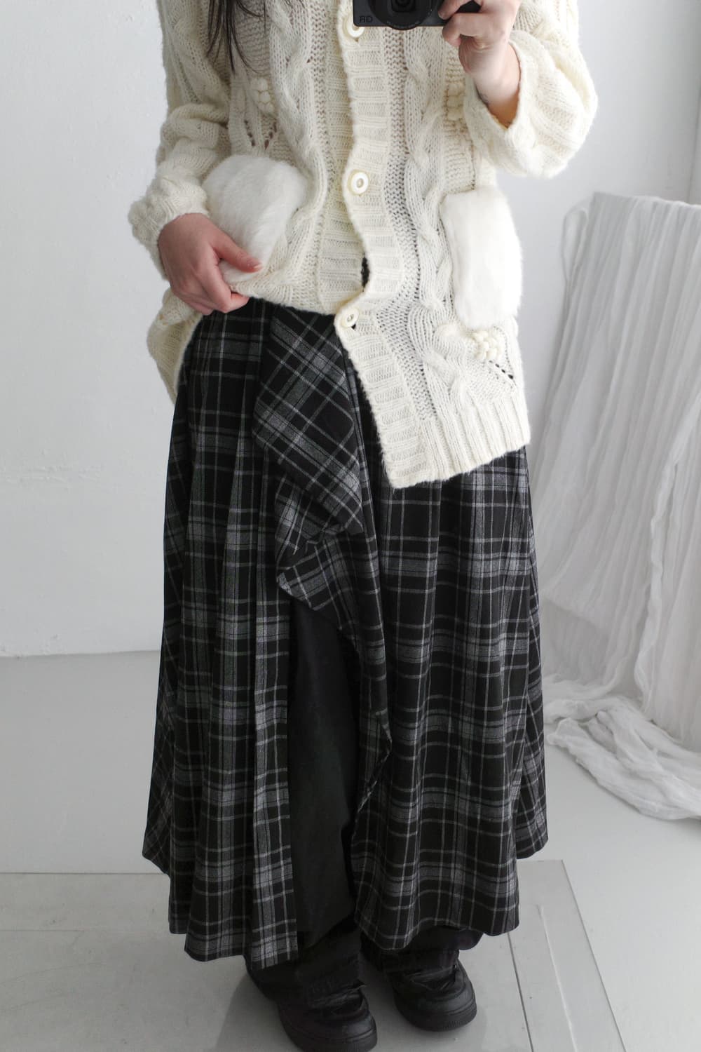 check frill layerd wrap skirt  상품이미지7
