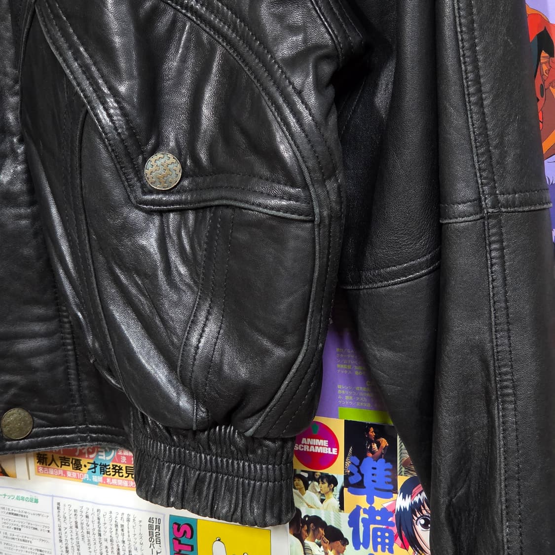 JPN 빈티지 양가죽 블랙 봄버 레더 자켓 상품이미지5