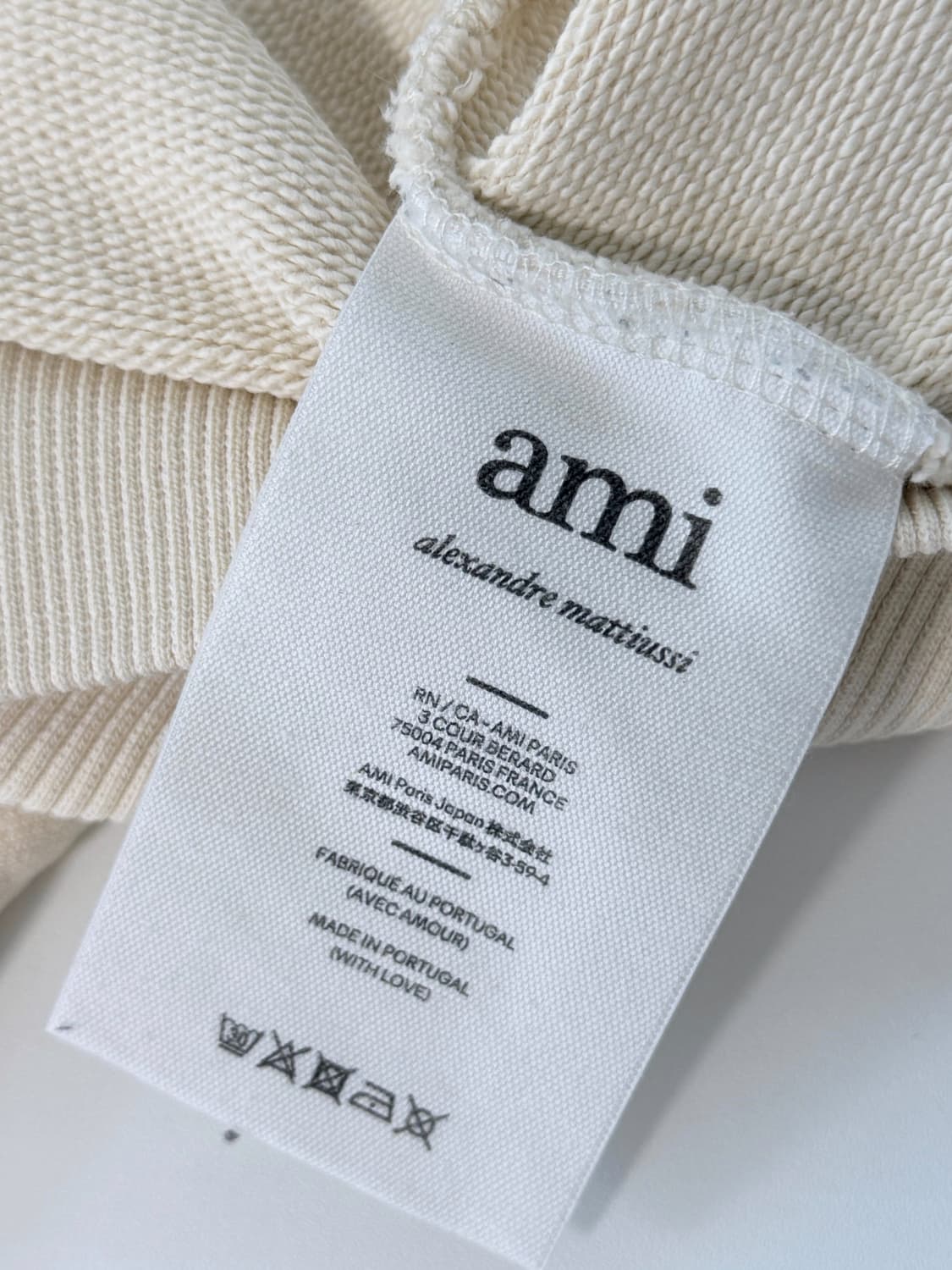 아미 오버핏 해비웨이트 아이보리 빅하트로고 스웻 후드 상품이미지8