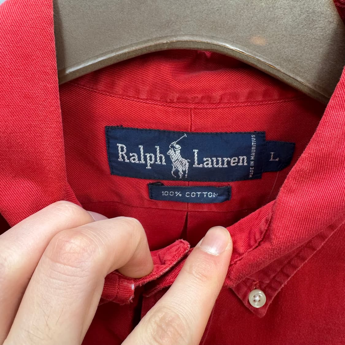 폴로 랄프로렌 솔리드 긴팔 셔츠 네이비 포니 포인트 레드 상품이미지6