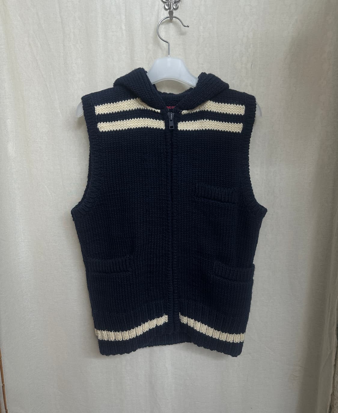 blue blue 울100 후드베스트 상품이미지1