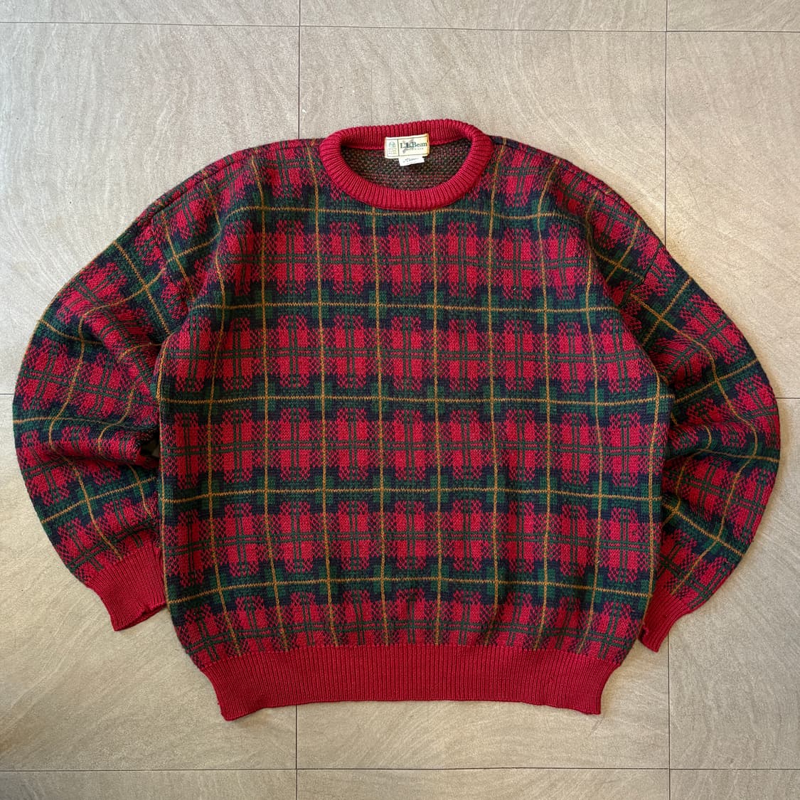 80s L.L.bean 80년대 미국 생산 엘엘빈 체크 플란넬 울 니트 상품이미지1