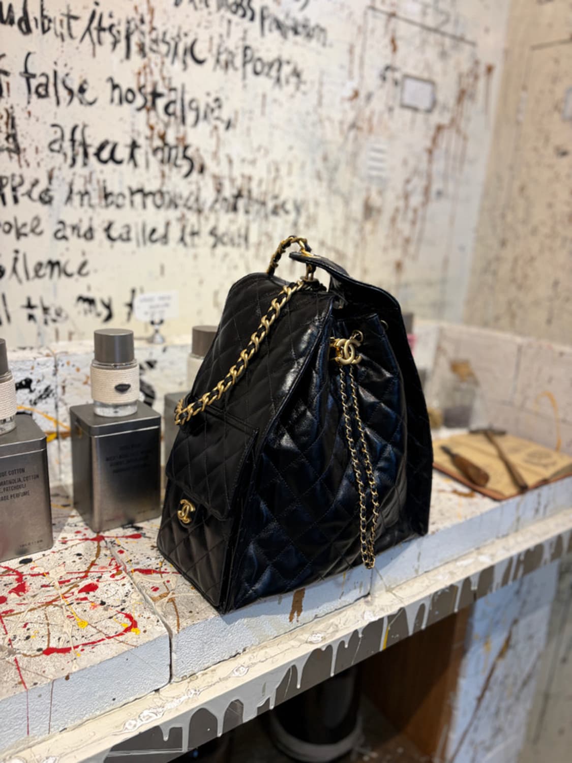 샤넬 25백 미디움 유광 카프스킨 초기 버전 초하이 상품이미지1