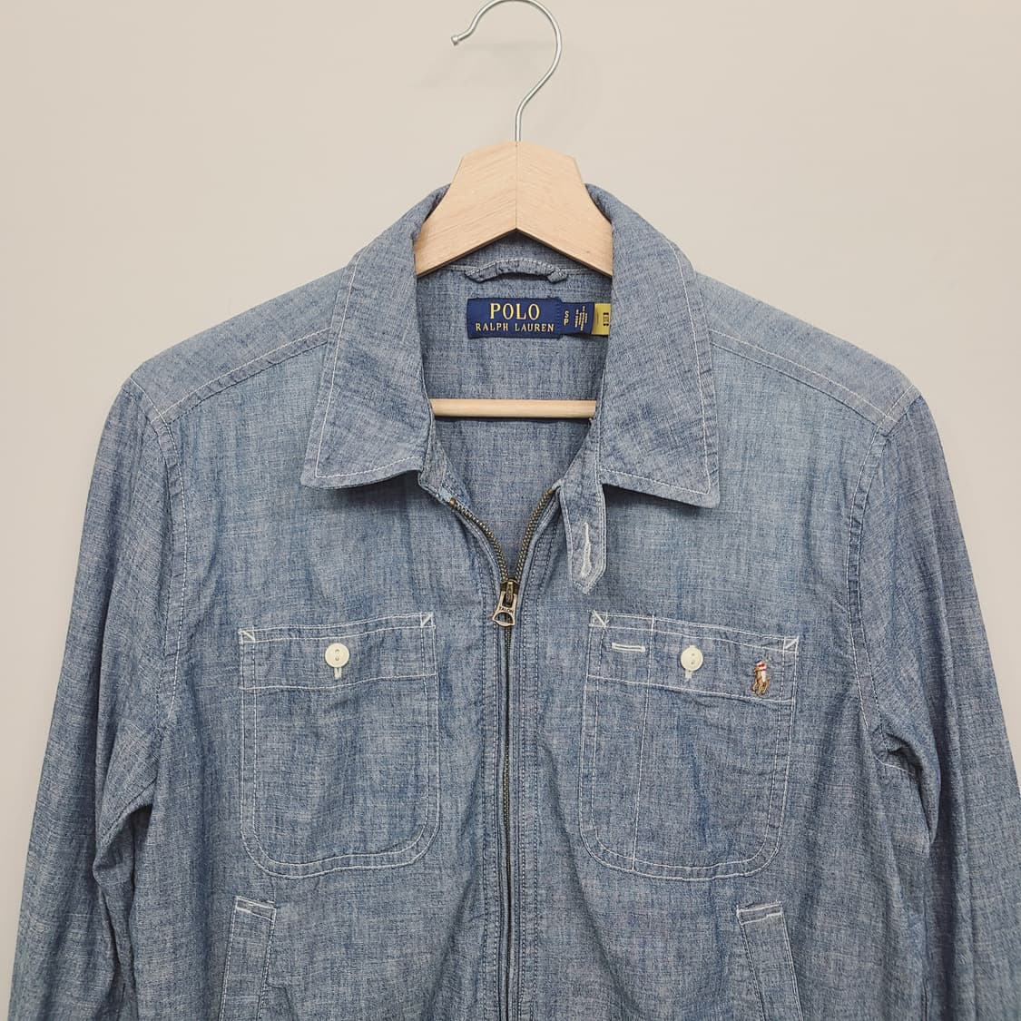 [신형/QR] 폴로 랄프로렌 샴브레이 블루종 재킷 S 상품이미지3